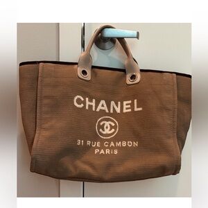 Chanel Tan Canvas‎ Tote Bag